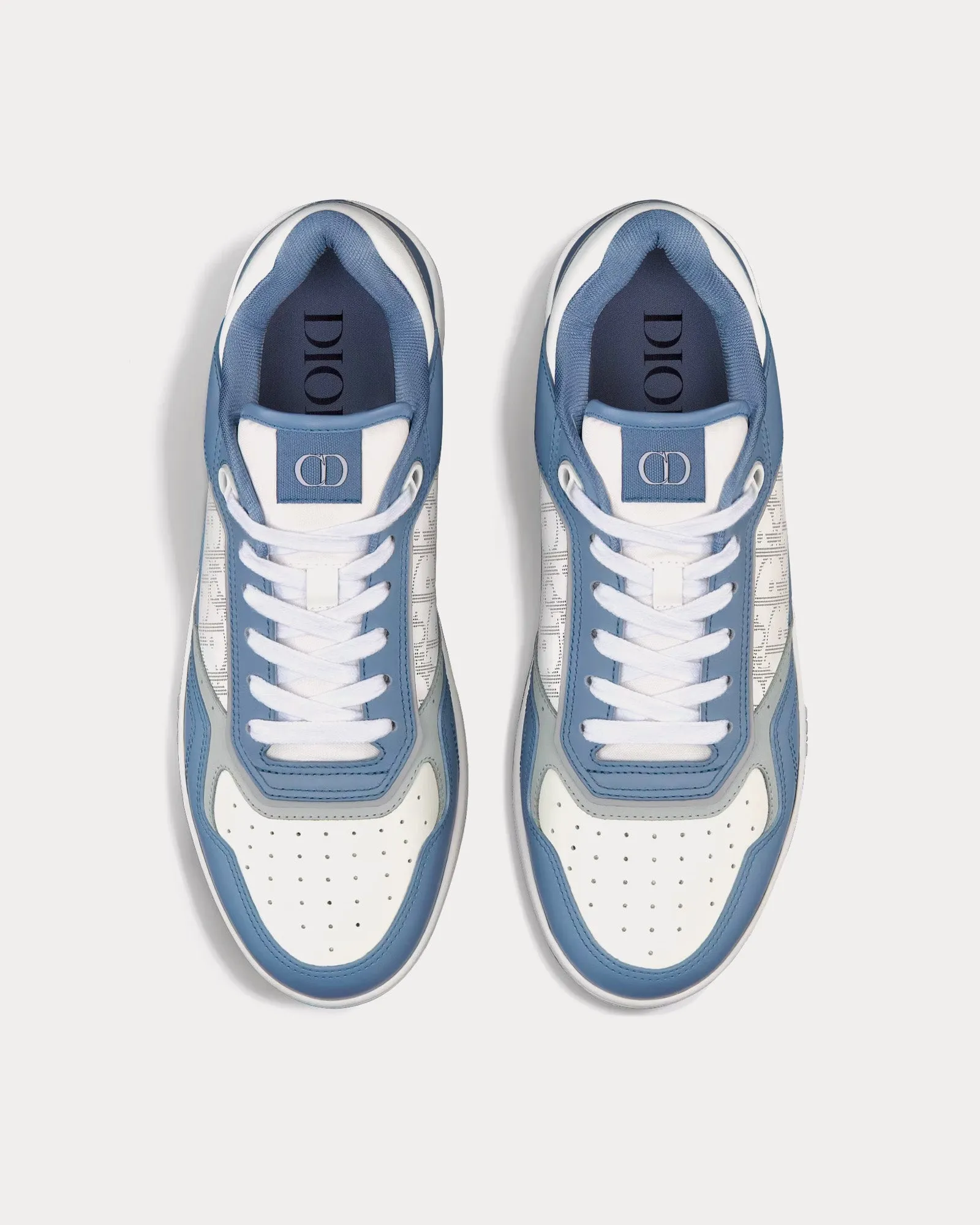 B27 Blue and White Smooth Calfskin with White Dior Oblique Galaxy Leather Low Top Sneakers