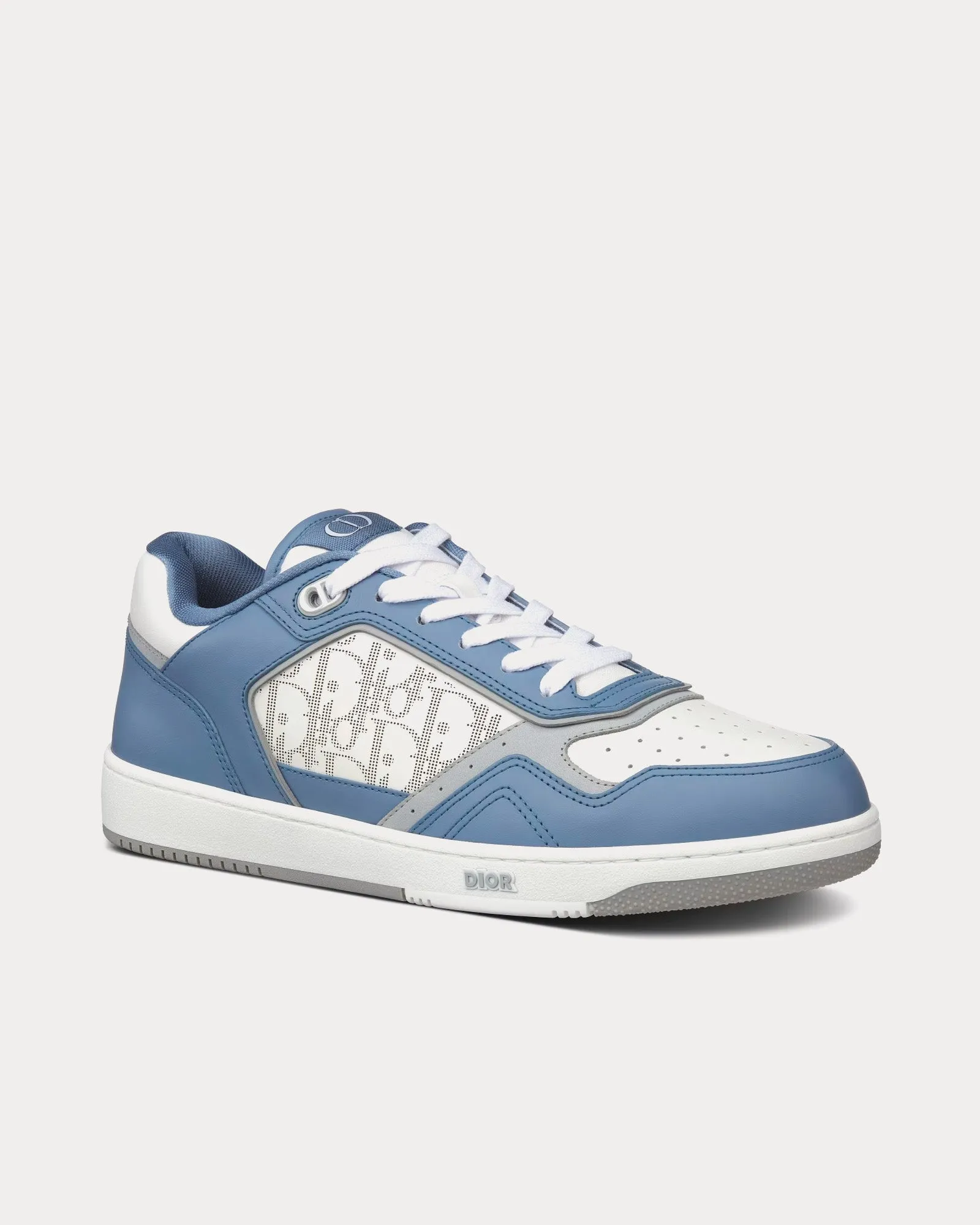 B27 Blue and White Smooth Calfskin with White Dior Oblique Galaxy Leather Low Top Sneakers