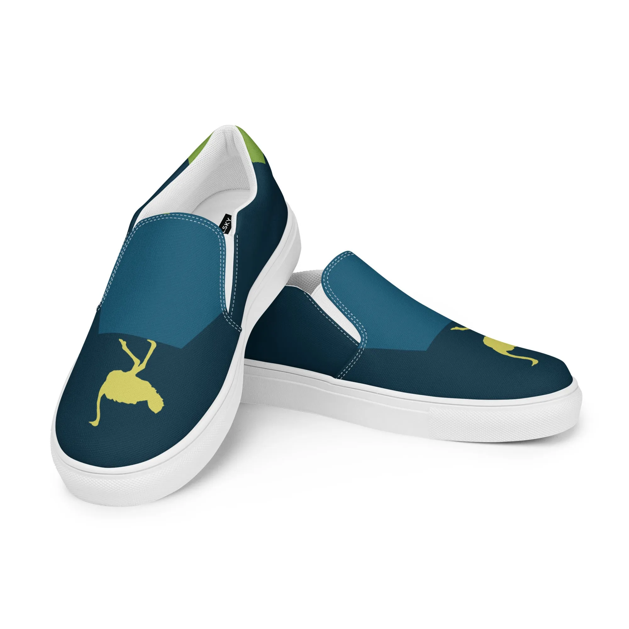 BE YOURSELF Women’s Slip-On Canvas Shoes (Lime Green, Blue)
