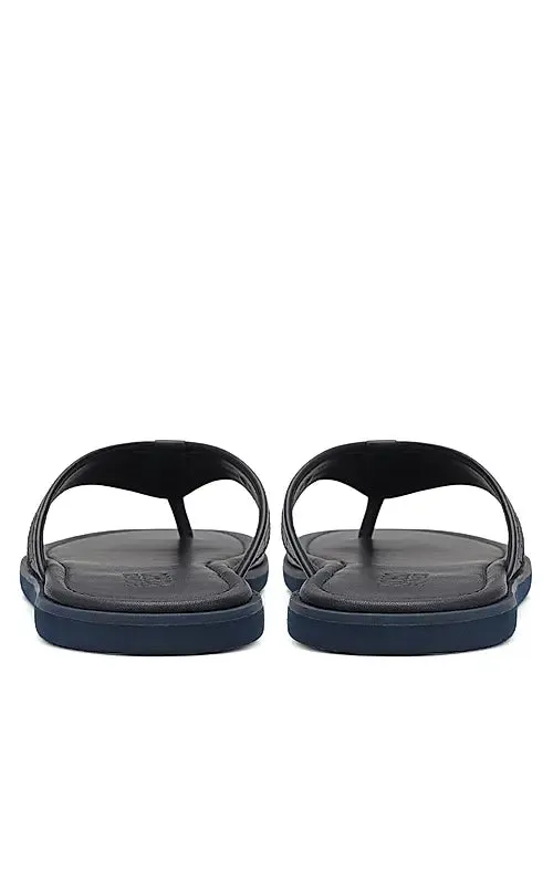 Blue Thong Leather Slippers