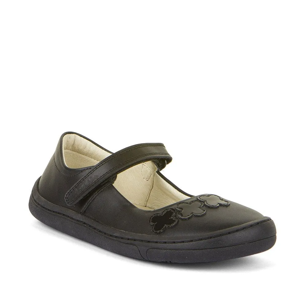 Froddo Nina Flowers Barefoot Black Leather School Shoe