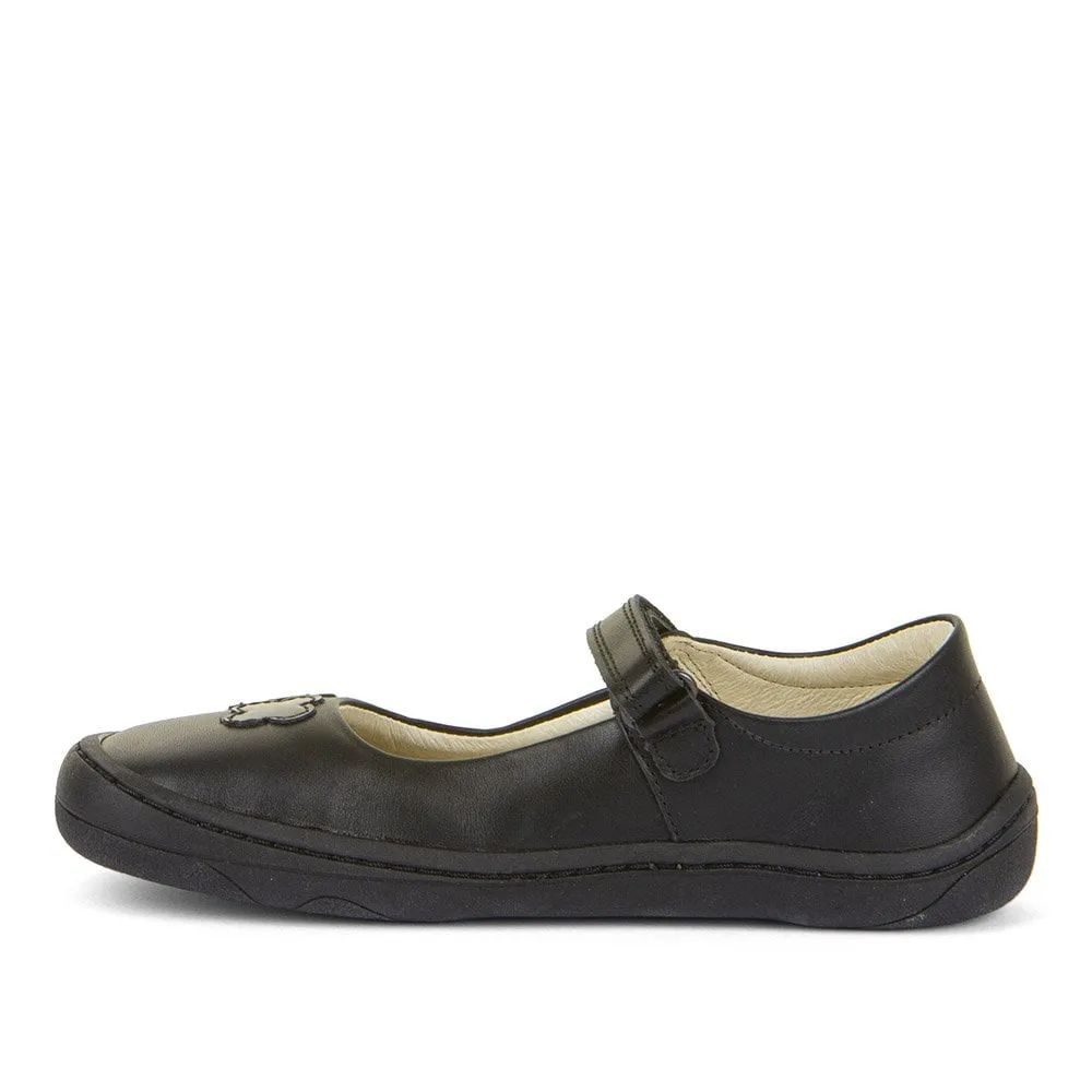Froddo Nina Flowers Barefoot Black Leather School Shoe