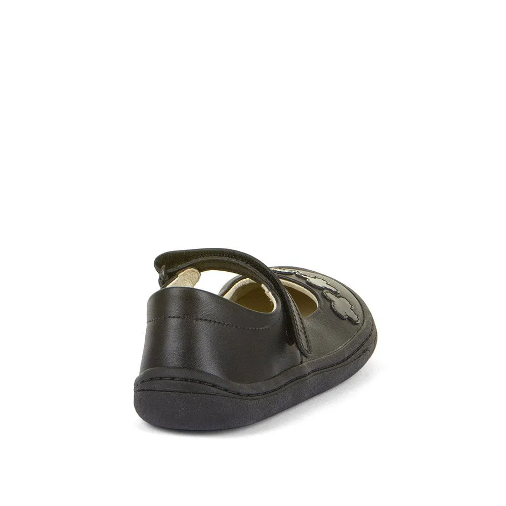 Froddo Nina Flowers Barefoot Black Leather School Shoe