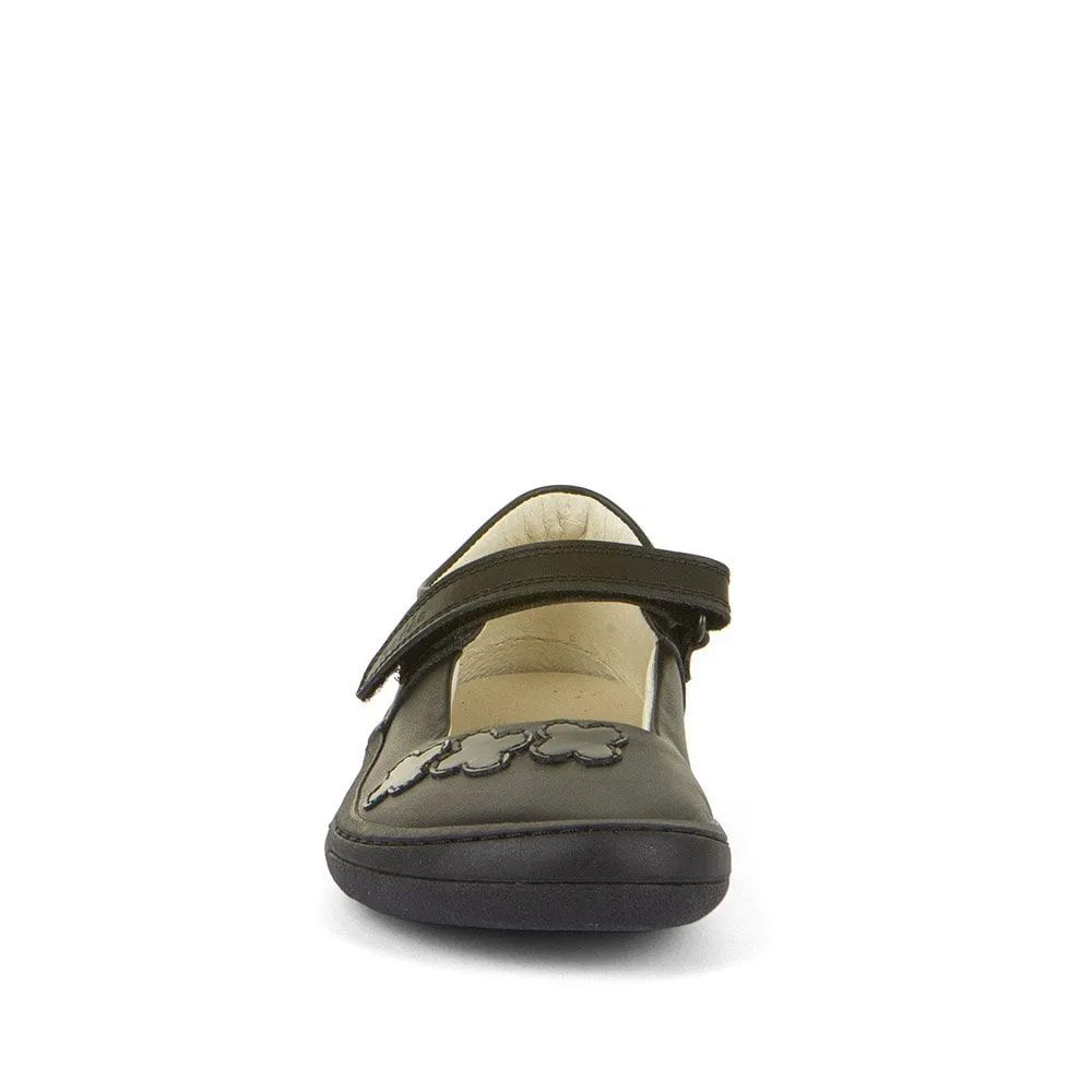 Froddo Nina Flowers Barefoot Black Leather School Shoe