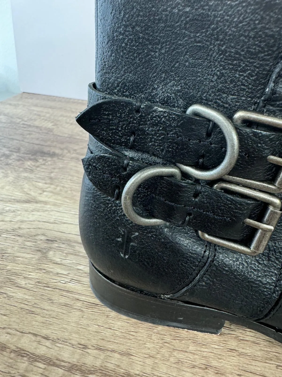 FRYE MOLLY D RING SHORT LEATHER BOOTS