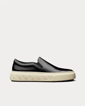 Ladybug Patent Leather Black Slip On Sneakers