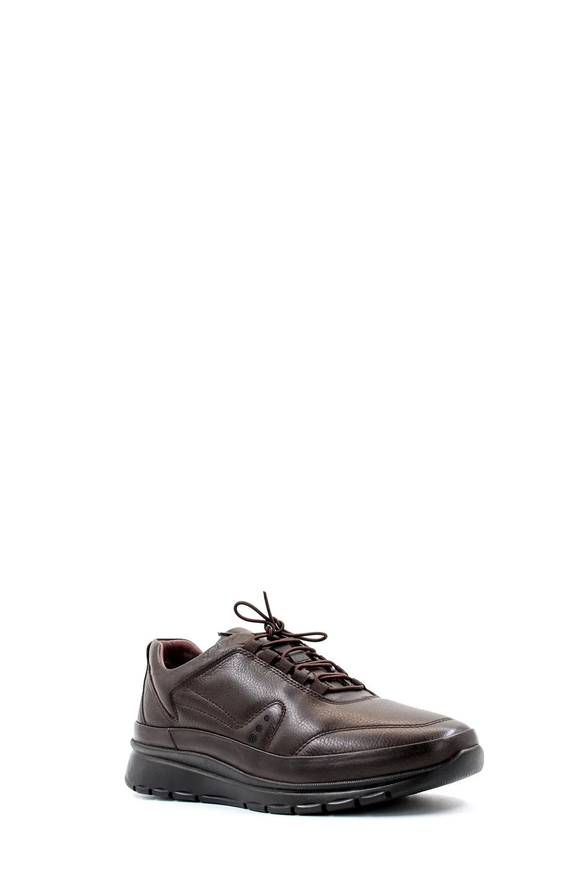 Men's Brown Leather Lace-Up Sneakers with Cushioned Sole and Minimalist Design - Wessi