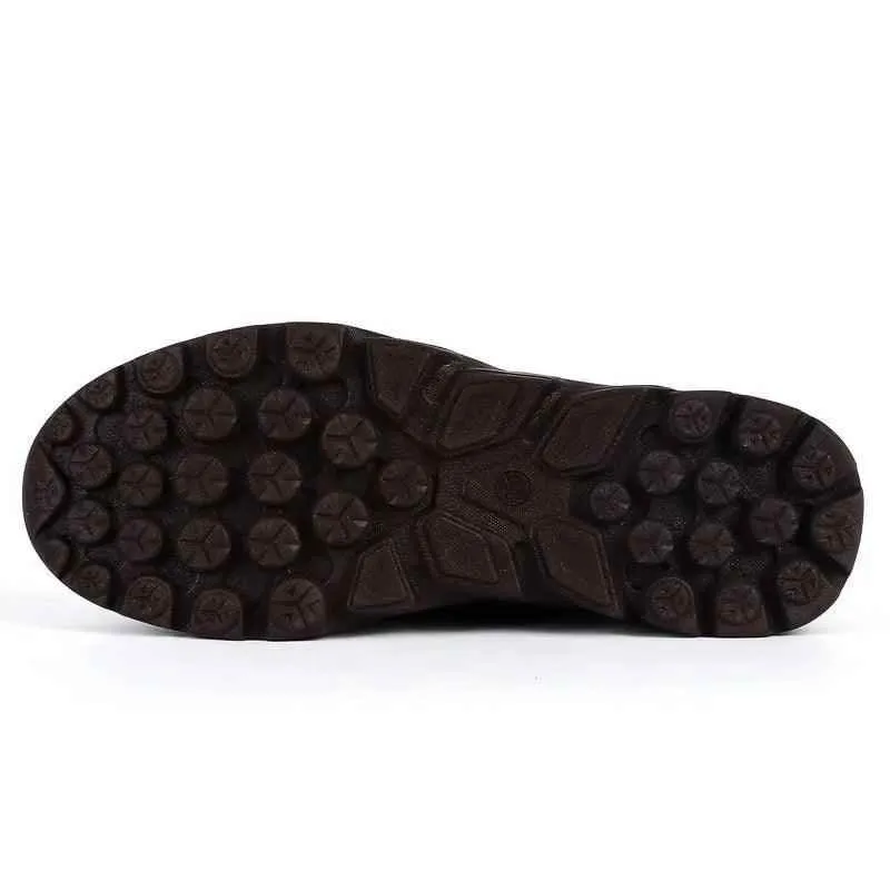 Men's Casual Shoes Upscale Fashion Brown Leather Flat Footwear Shoes