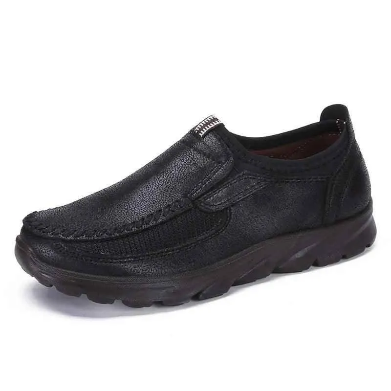 Men's Casual Shoes Upscale Fashion Brown Leather Flat Footwear Shoes