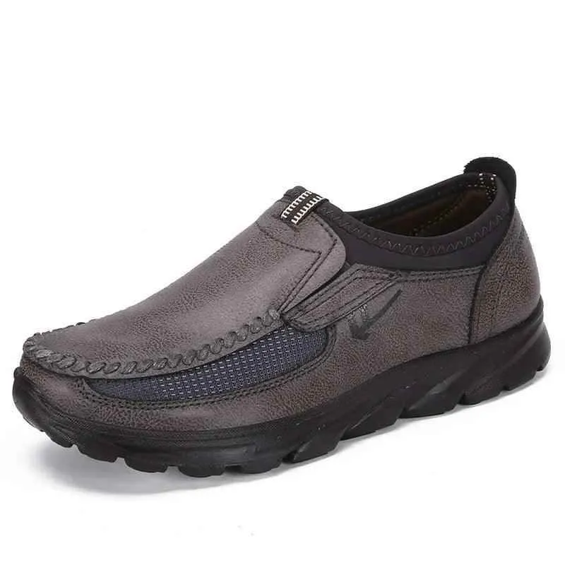 Men's Casual Shoes Upscale Fashion Brown Leather Flat Footwear Shoes