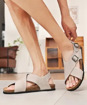 Men's Leather Trendy Cork Footbed Sandals (In Stock)