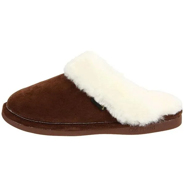Old Friend Scuff Slipper Dark Brown Sheepskin (Women's)