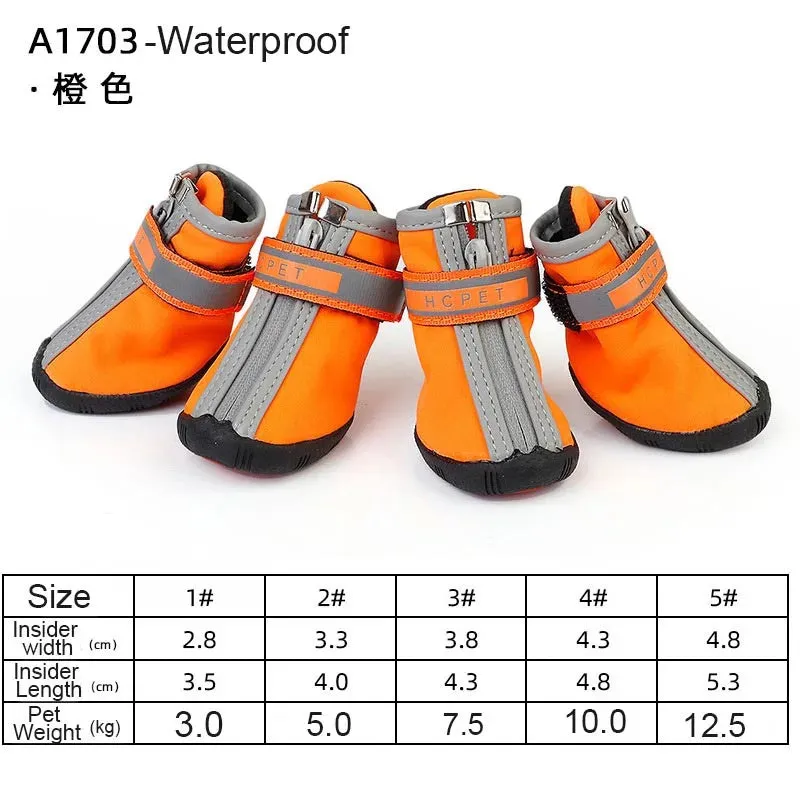 Sepo - 4pcs/set Waterproof Pet Dog Shoes Antiskid