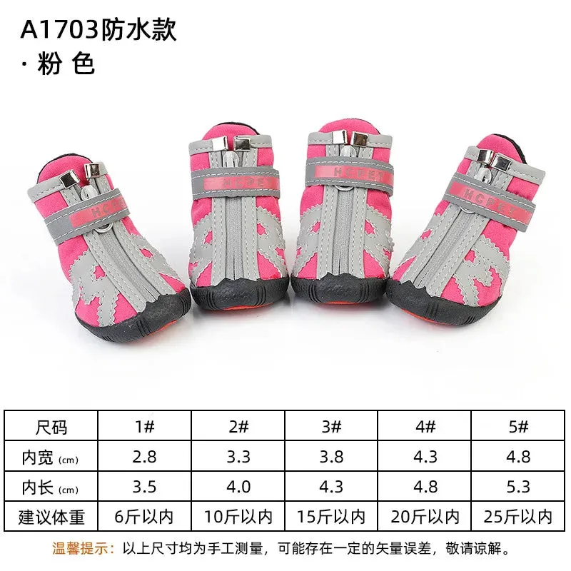 Sepo - 4pcs/set Waterproof Pet Dog Shoes Antiskid