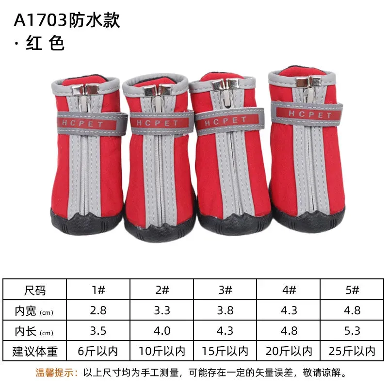 Sepo - 4pcs/set Waterproof Pet Dog Shoes Antiskid