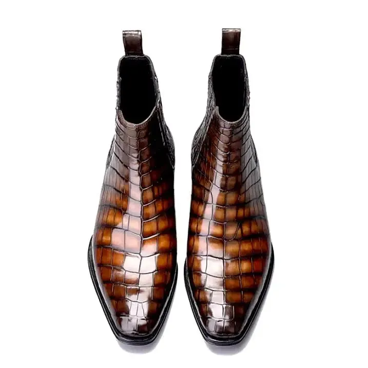Unique Crocodile Vegan Leather Boots