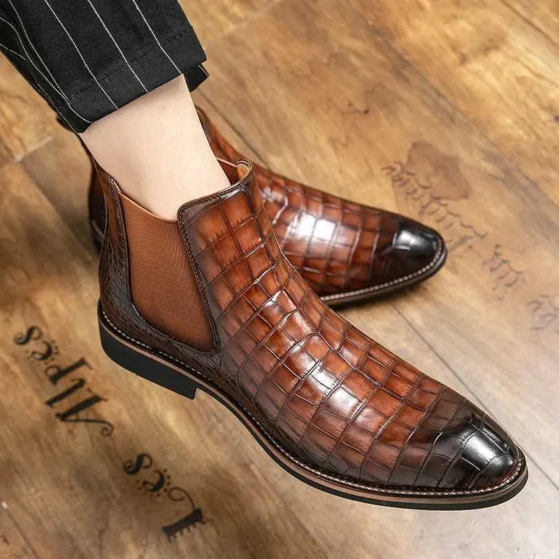 Unique Crocodile Vegan Leather Boots