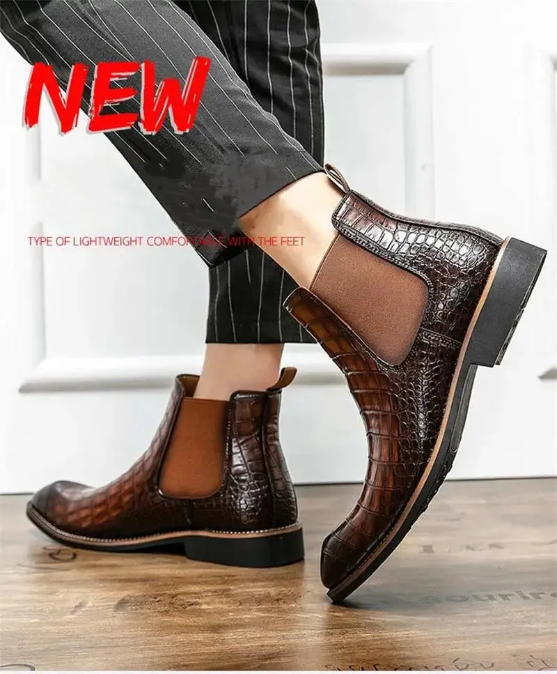 Unique Crocodile Vegan Leather Boots