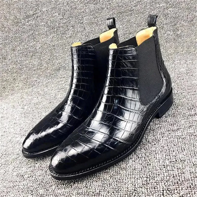 Unique Crocodile Vegan Leather Boots