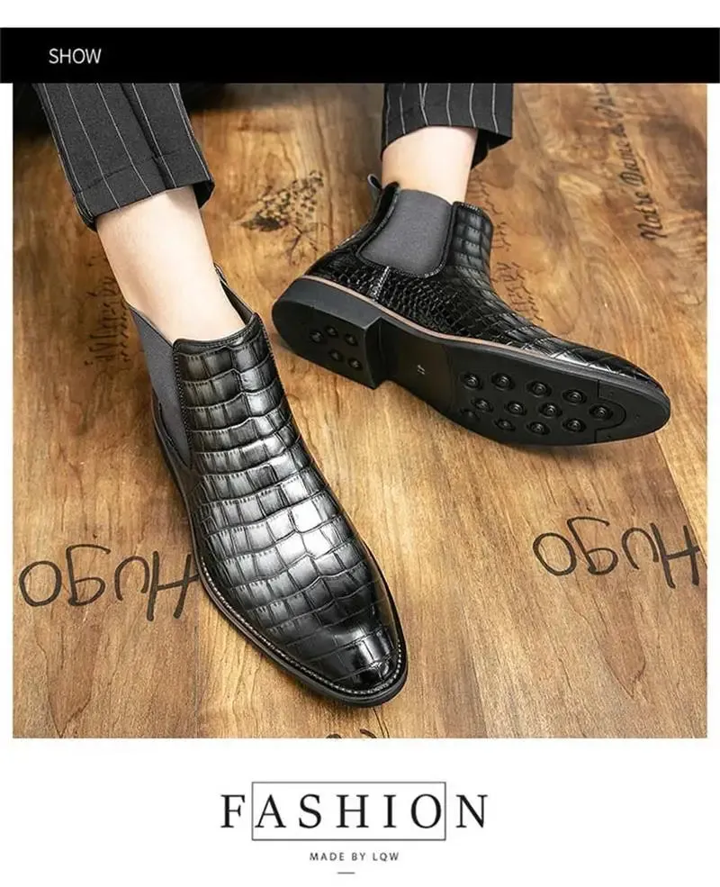 Unique Crocodile Vegan Leather Boots