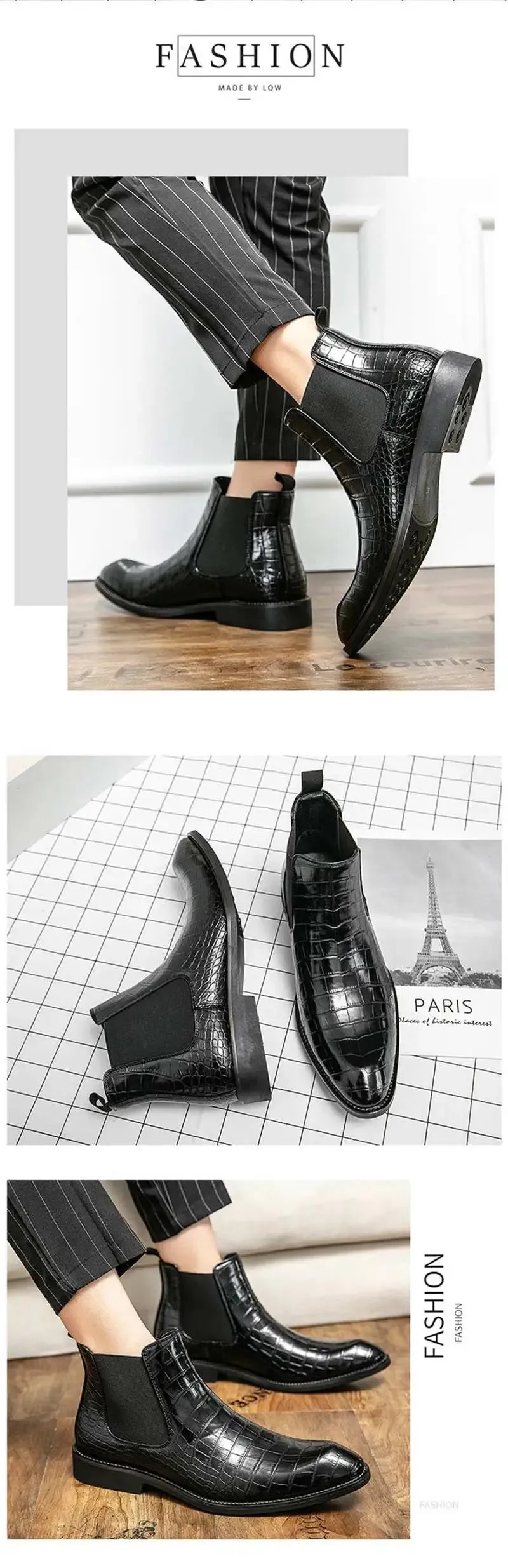 Unique Crocodile Vegan Leather Boots
