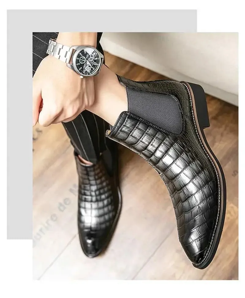 Unique Crocodile Vegan Leather Boots