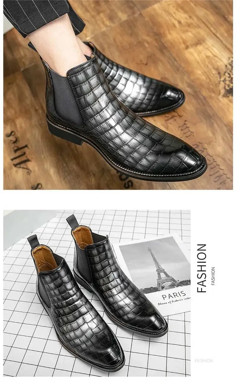 Unique Crocodile Vegan Leather Boots