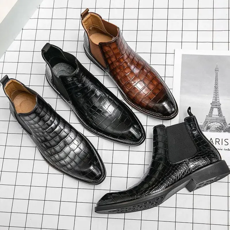 Unique Crocodile Vegan Leather Boots