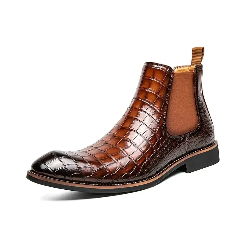 Unique Crocodile Vegan Leather Boots