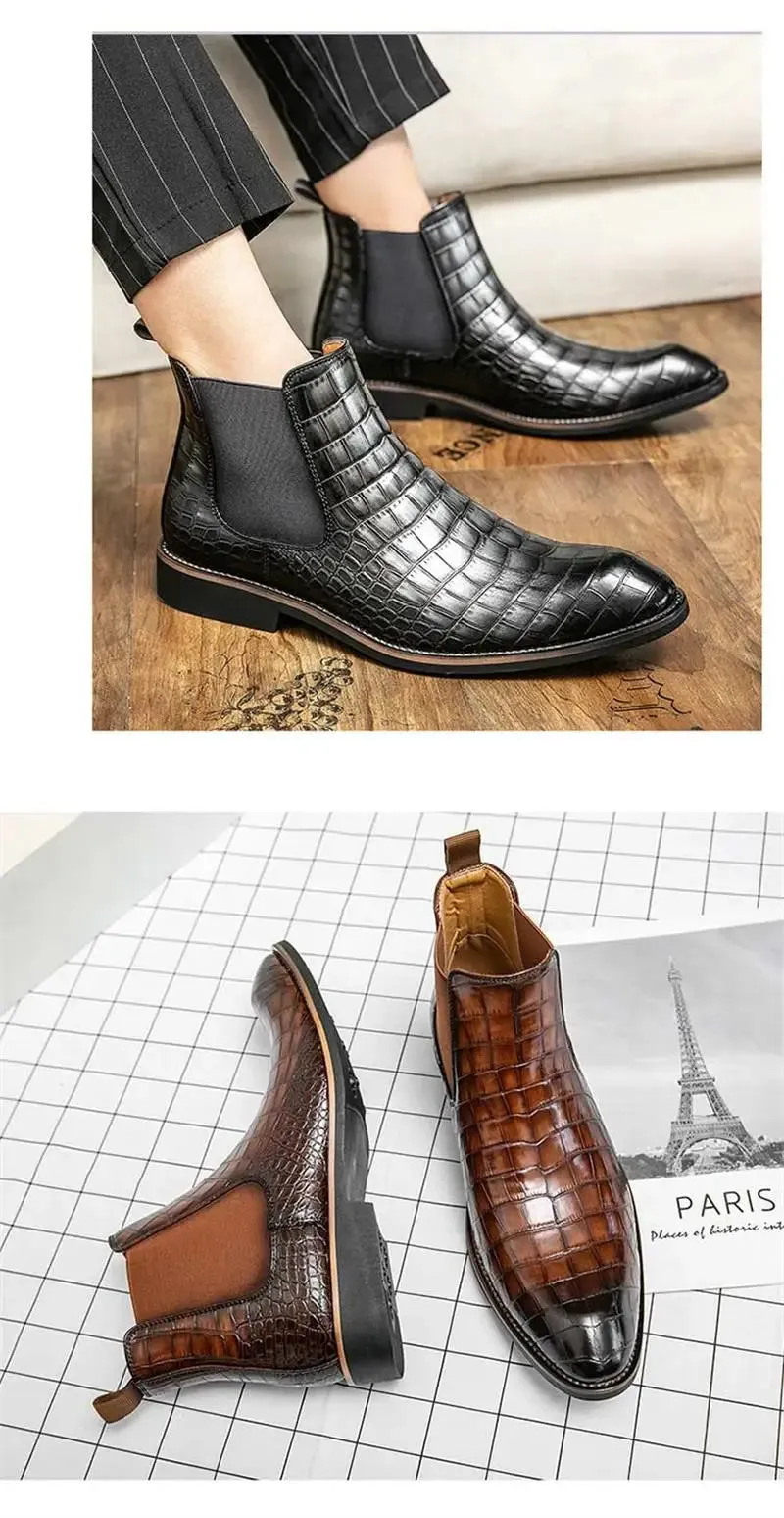 Unique Crocodile Vegan Leather Boots