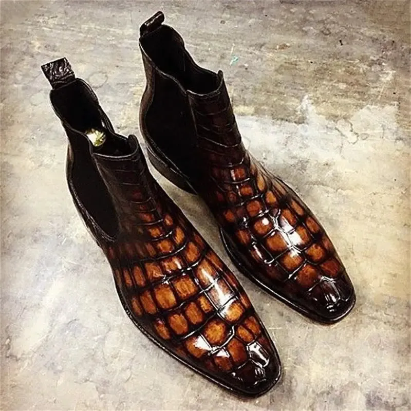 Unique Crocodile Vegan Leather Boots