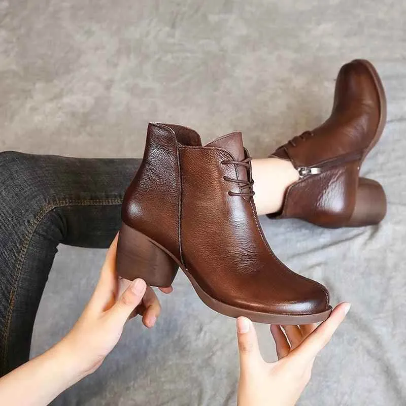 Women's Casual Shoes Handmade Black Ankle Boots #88610