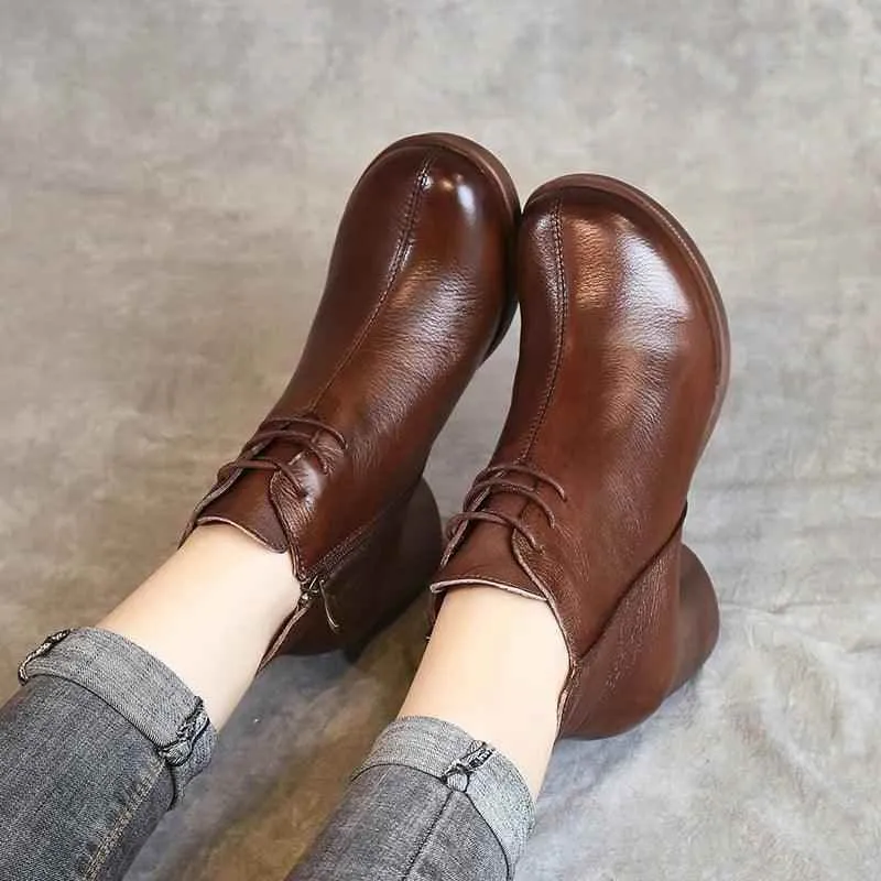 Women's Casual Shoes Handmade Black Ankle Boots #88610