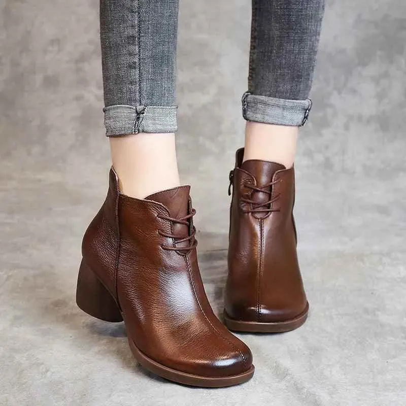 Women's Casual Shoes Handmade Black Ankle Boots #88610