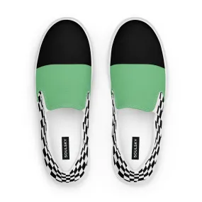 Women's Slip-On Canvas Shoes (Black, Bright Green, Checkered)